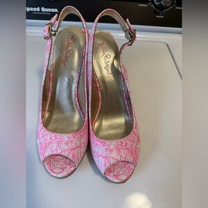 NWOT Lilly Pulitzer Krisie Wedges Pink Tropics Size 10